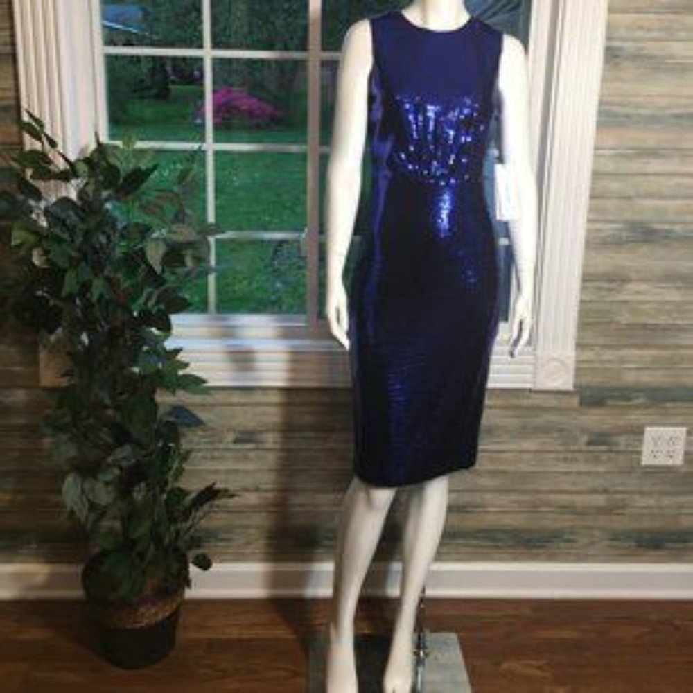 Calvin Klein Blue sleeveless sequin dress size 2